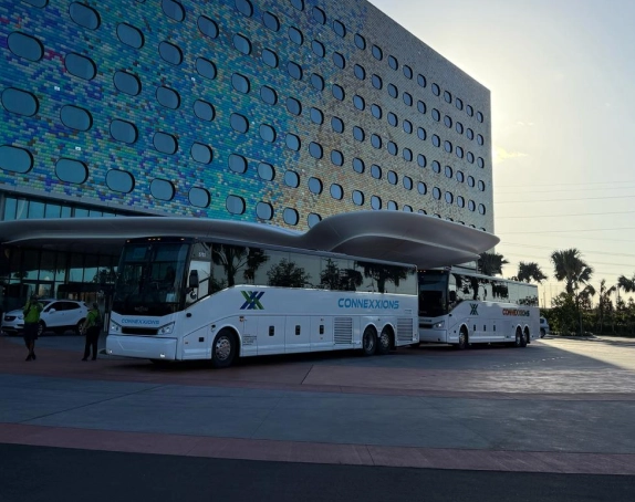 Modern charter bus rental by Connexxions Bus in Tennessee