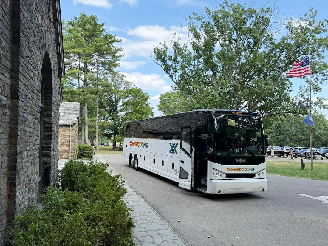 Connexxions charter bus parked for a wedding in Nashville