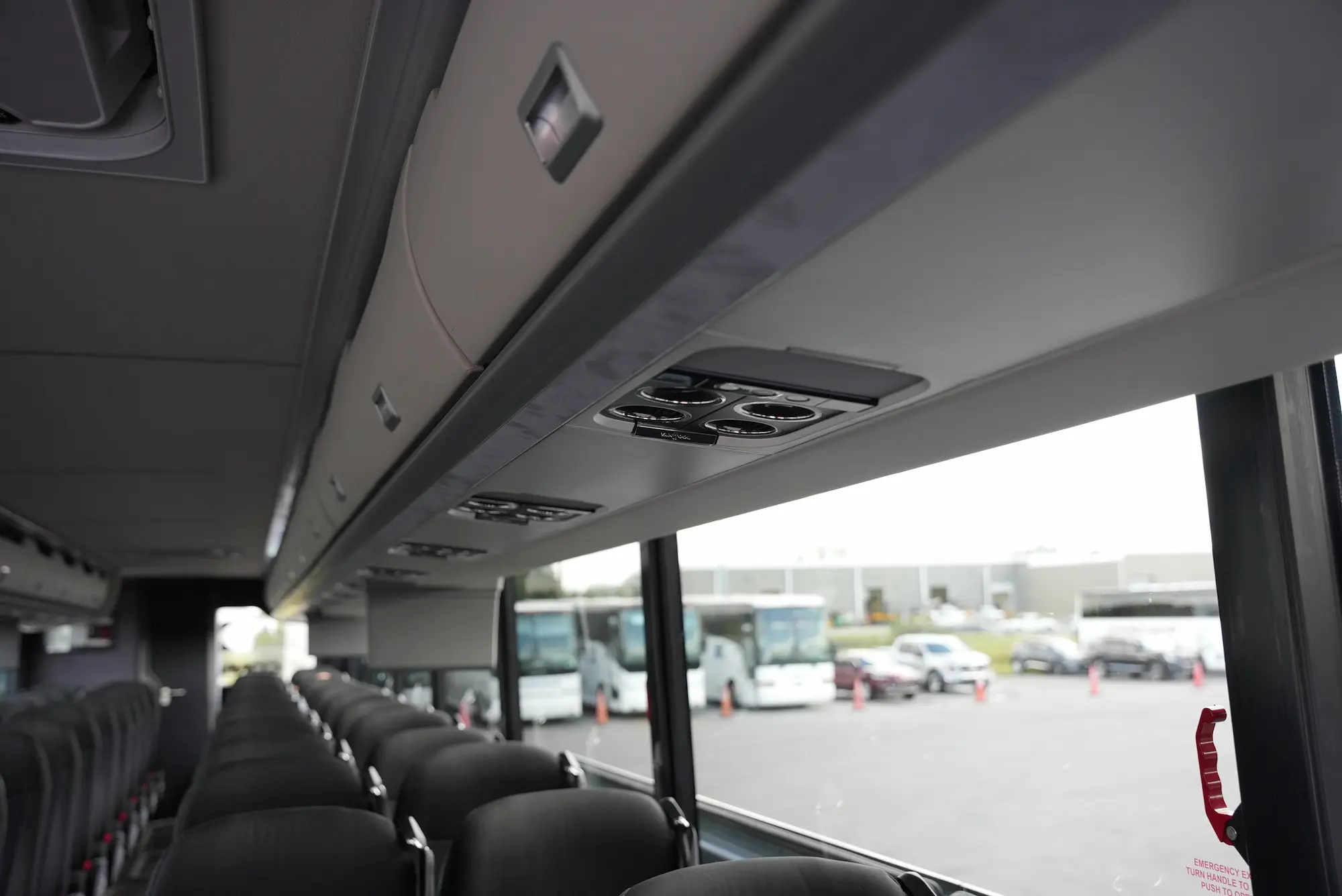 Charter bus interior - book early for the best options